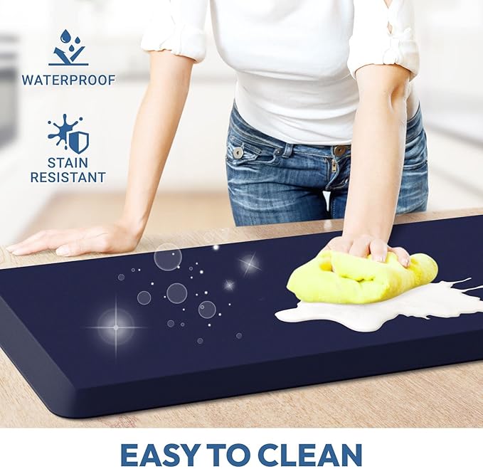 4/5 Inch Thick Kitchen Mat - Cushioned Anti Fatigue Mats for Kitchen Floor - Easy to Clean, Waterproof, Non-Slip Kitchen Rug for Sink, Office, Kitchen (22''x72'' Blue)