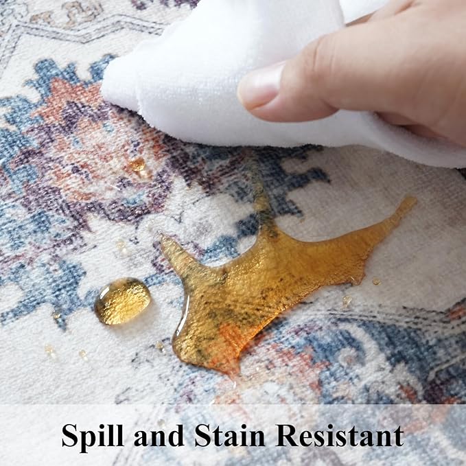 Hallway Washable Runner Rug - 2x3 Kitchen Rugs Entryway Rug Runner Vintage Soft Floor Mat Non Slip Indoor Farmhouse Carpet for Bathroom Living Room Bedroom (2 X 3, Brick)