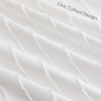 JELLYMONI 2 Pack White Pillowcases Standard Size, Soft Microfiber Striped Tufted Pillow Covers with Envelope Closure (Pillows are not Included)