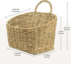 Hanging Wall Basket Handwoven Wicker Basket for Plants, Flowers & Storage, Rustic Farmhouse Wall Decor Organizer, Natural Seagrass