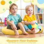 Fumete 8 Pcs 16 Inch Round Floor Cushions for Kids and Toddlers, Flexible Seating Classroom Furniture Floor Pillow for Home, Daycare, Preschool, Yoga and Meditation (Yellow)