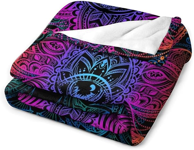 Mandala Boho Throw Blanket Colorful Floral Bohemian Blanket for Sofa Bed Couch Chair Or Dorm 40"x50"