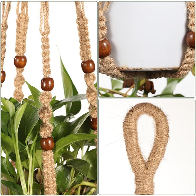 Macrame Plant Hanger Indoor Hanging Plant Holder Hanging Planter Basket with Beads No Tassels for Outdoor Boho Home Decor 35 Inch