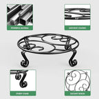 Yimobra Metal Plant Stand for Flower Pot 4 Pack Heavy Duty Potted Holder Indoor Outdoor Rustproof Iron Garden Container Round Supports Rack for Planter (4PC Black 10.24 x 2.36 IN)