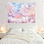 HVEST Pink Cloud Tapestry Colorful Abstract Clouds Natural Landscape Tapestries Wall Hanging for Bedroom Living Room Teen Dorm Indie Decor Poster Blanket,60x40 Inches