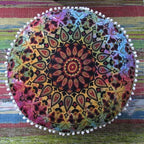 Decorative Mandala Floor Pillow Indian Floor Pouf Ottoman Cover Indian Patchwork Pouffe Foot Stool Mandala Round Pouf Cover Kids Bean Bag Case
