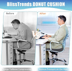 BlissTrends Donut Pillow Seat Cushion, Donut Chair Cushions for Postpartum Pregnancy & Hemorrhoids, Tailbone Pain Relief Cushion, Memory Foam Lifting Cushions for Office & Home Chairs (Grey, X-Large)