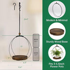 Hanging Planters for Indoor Plants,Plant Hanger with Sturdy Wood Base,Modern Boho Macrame Plant Hanger,Wall Ceiling Window Stands(Plants/Pots Not Included) (2 Pack-Circle)