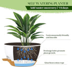 2 Pack 10 Inch Self Watering Hanging Planters for Indoor Plants, Large White Brown Plastic Hanging Pots with Chains for Outdoor Patio Garden Home Decor (White Brown)