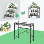 Zhongma 1 Tier Window Height Sturdy Metal Plant Stand with Wheels, 40.5x16x40.4 in High, Heavy Duty Succulent Shelf for Home Indoor and Outdoor, 220 LBS Capacity & Heavy Duty Construction