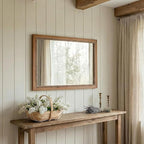 sawsile Rectangular Wood Mirror,22x30 inch Rustic Farmhouse Natural Wooden Frame Boho Beads Wall Mirror for Bathroom,Living Room,Bedroom or Entryway
