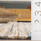 SAFAVIEH Cape Cod Collection Runner Rug - 2'3" x 8', Blue & Beige, Handmade Jute & Denim, Ideal for Living Room, Hallway, Foyer, Bedroom (CAP153M-28)