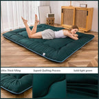 MAXYOYO Japanese Floor Mattress Futon Mattress, Thicken Sleeping Pad Foldable Roll Up Floor Futon for Adults Tatami Mat Dormitory Bed Lounger, Dark Green, Twin Size