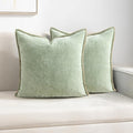 Decorative Throw Pillow Covers Pack of 2, 18x18 In Chenille Soft Pillow Covers with Stitched Edge, Farmhouse Neutral Euro Decorative Pillows for Bed Couch Sofa Home Decor Living Room,Green
