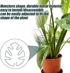 BOXOB 2pcs Monstera Leaf Plant Support, Metal Climbing Plant Stem Supports Monstera Shaped Plant Stand Ring Houseplant Stabilizer Grapple Holder to Keep Plants Growing Vertical (Green)