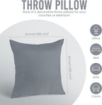 Utopia Bedding 24x24 Pillow Inserts, Set of 2, Grey – Indoor Decorative Throw Pillows for Bed, Sofa & Couch – Soft, Supportive & Fluffy Cushion Inserts
