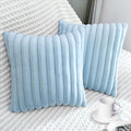2 Pack 16x16 Pillow Cover Velvet Pillow Covers, Faux Fur Square Throw Pillow Covers for Living Room Decorations Throw Pillow Case, Throw Pillow Cover Cushion Cover for Sofa Bedroom Car, Light Blue