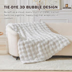 EMME Faux Fur Blanket Twin Size White - Big Bubble Rabbit Cozy Blanket for Couch, Thick Furry Plush Shaggy Blankets, 650GSM, 60x80 Inches