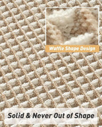 AMOAMI Upgraded Waffle Bath Mat, Super Absorbent Non Slip Bath Mats for Bathroom Floor, Washable Bathroom Rugs with Tassels, Rubber Backed Bathroom Mats, Ultra Soft, 20" x 32", Brown & Cream