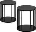 HDANI Wooden Stool Set of 2 for Kids,Adults,300lbs Load Capacity Garden Round Wood Stool,Non-Slip Small Step Stool for Plant Stand,Kitchen,Bathroom and Bedroom,Black