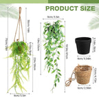 Giegxin Spring Mini Hanging Artificial Plant with Woven Basket Boho Fake Plants Ivy Faux Vines Eucalyptus Leaf for Indoor Home Wall Shelf Decor(6 Set,Green,Artificial Hanging Plants)