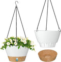 ZMTECH 2 Pack 8 Inch Hanging Planters for Indoor Plants, Modern White Hanging Planter with Visible Water Level Window & Removable Tray, Decorative Plant Hanger Indoor for Home Decor