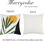 Merrycolor Boho Decorative Throw Pillow Covers Abstract Tufted Mid Century Modern Throw Pillows Leaf Sun Aesthetic Textured Pillow Cover Green Decorative Throw Pillows for Bed Couch Sofa,18x18