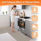 Kitchen Mats, 2PCS Kitchen Rugs, Cushioned Anti Fatigue Kitchen Mats for Floor, Non-Slip Standing Desk Mat, Waterproof Kitchen Rug Set for Kitchen Floor Office,17.3"×30"+17.3"×59" Brown