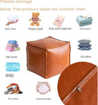 Faux Leather Unstuffed Pouf Ottoman, Square Pouffe Footstool Storage Stool, Pouf Sleeve Without Stuffing, Foot rest Suitable for living Room,Bedroom or Balcony（Size：17"D x 17"W x 15"H)No Filler