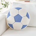 Soccer Pillow,15" Soccer Shaped Pillow Floor Cushion Seating Cushion with Faux Rabbit Fur,Round Soccer Throw Pillow Room Décor for Sofa Couch Living Room (Dusty Blue)