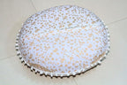 CRAFT KALA 22" Round Mandala Comfort Meditation Floor Pillow Cover, Large Pillows Seating Cover for Adults, Cushions Cover for Outdoor Yoga Fireplace Living Room Ottoman Cover White Gold Trishul