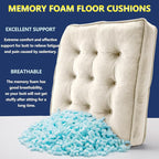 Floor Pillow Set of 2, Memory Foam Meditation Cushion, Floor Cushions for Adults Sitting, Large Square Seat Cushions for Yoga, Living Room, 20x20 Inch (Off-White)