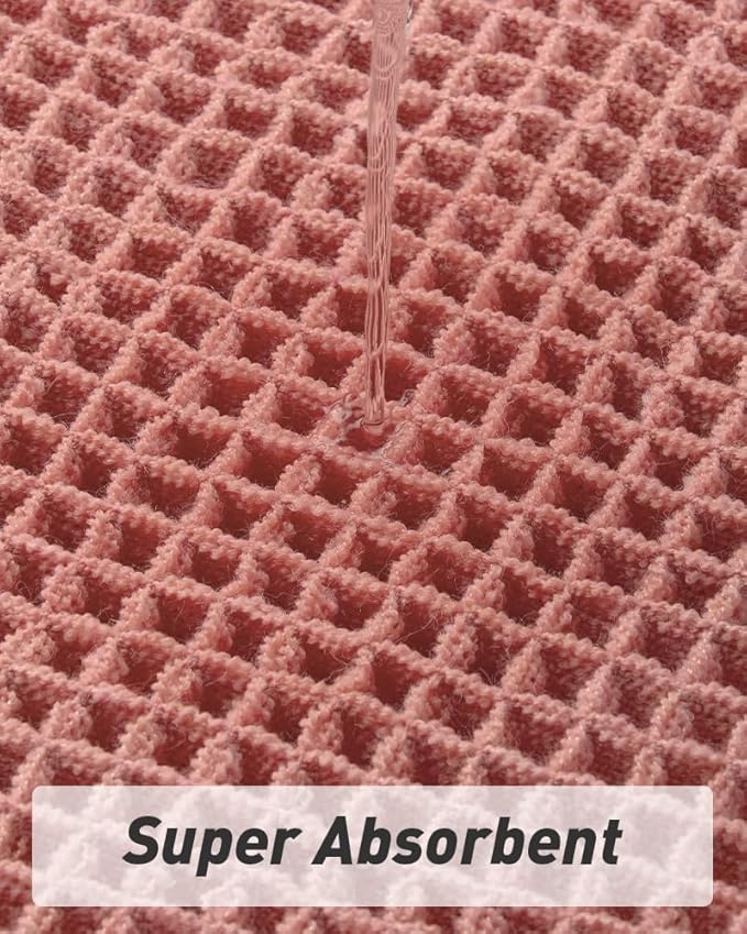 AMOAMI Upgraded Waffle Runner Rug Super Absorbent Non Slip Bath Mats for Bathroom Machine Washable Bathroom Runner Rug with Tassels, Ideal for Hallway Bedroom Laundry Room, Coral, 2'x 4'(24" x 48")