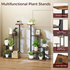 Plant Stands Indoor Set of 2, Metal Corner Plant Stand for Multiple Plants, 5 Tier Plant Shelves for Living Room, Home, Patio, Rustic Brown and Black PSHR0101S2