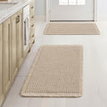 MIULEE Set of 2 Waffle Bathroom Rugs, Boho Bath Rugs Non Slip Washable, Super Absorbent Bath Mats, Ultra Soft Rubber Backed Shower Mats for Bathroom Floor, Tub and Shower, Pale Beige, 17x24 Inch