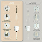 2 Packs Macrame Plant Hanger Colored Braided Polyester Rope Outdoor Indoor Adjustable Hanging Planter for up to 10 Inch Plant Pot Modern Boho Home Decor (Ivory/Forest Green)