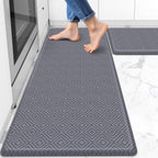 Mattitude Kitchen Mat 2PCS Kitchen Rugs Cushioned Anti-Fatigue Rug Waterproof Standing Desk Mat Kitchen Mats for Floor Kitchen Rug Set for Kitchen, Sink, Office 17.3"×30"+17.3"×47"-0.47inch Light Grey
