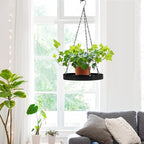 Plant Hanger Indoor Outdoor, Hanging Planter Baskets for Outdoor Indoor Plants, Hanging Plant Holder Tray for Plants, Metal Window Plant Hanger, Black Hanging Plant Shelf, 2 Pack