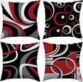 Red and Black Throw Pillow Covers 20x20 Set of 4,Grey Modern Abstract Pillowcases,Gray Geometric Circle Pattern Decor for Sofa Couch Living Room Bedroom Home Outdoor