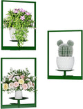 Green Metal Wall Plant Holder - 3-Pack Wall Mounted Plant Stands and Hanging Holders for Indoor Planter and Flower Pot -Rectangle Decor Shelf for Plant Storage (Pot Not Included)