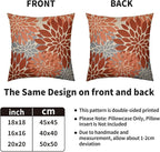 Burnt Orange Grey Gray Pillow Covers 20X20 Inch Set of 2, Fall Colored Modern Geometry Dahlia Floral Print Decorative Throw Pillow Covers Outdoor Farmhouse Cushion Case for Couch Sofa Bed Decor