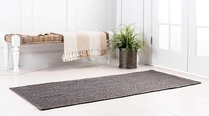 Unique Loom Braided Jute Collection Area Rug - Dhaka (2' 7" x 6' 1" Runner, Gray)