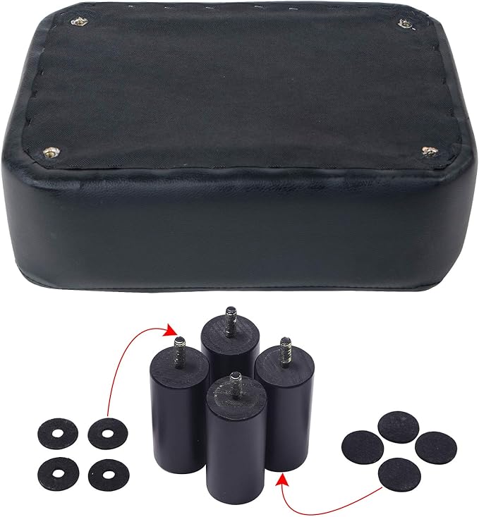 IBUYKE 16.54" Small Footstool, PU Faux Leather Step Stool, with Padded Seat Pine Wood Legs and Padded Rectangular Stool, for Bedroom, Black RF-BD210