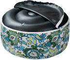 Magpie Fabrics Indoor/Outdoor Inflatable Stool Ottoman Pouf, Water Repellent Round Footrest Footstool with Foot Pump D20 xH9, Portable for Patio Garden Travel Camping or Home, Floral Blue Green