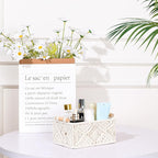 ANMINY 3PCS Macrame Storage Baskets for Organizing Boho Decor Baskets Storage Bins with Wood Handles Handmade Decorative Storage Boxes with Removable Liner Toilet Tank Bathroom Self Basket Organizer