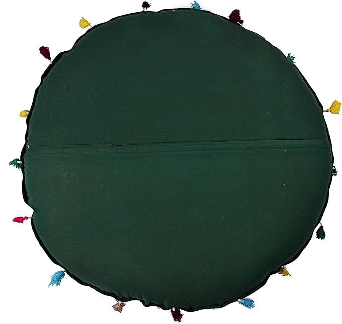 Rajasthani Handmade Colorful Decorative Floor Pillow Cover Meditation Patchwork Patchwork Cushion Seating Accent Boho Chic Indian Handmade Cover ONLY (Green, 32X32 Inches)