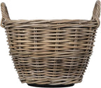 Kouboo Rattan Kobo Indoor Outdoor Planter Basket with Ear Handles Plastic Pot Large 5 Gallon Soil Capacity