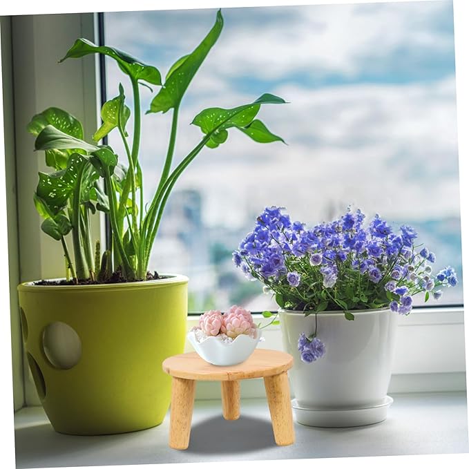 Boho Plant Stands Indoor Wooden Stool Display Stand for Home Minimalist Design