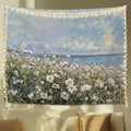 STHTTSW Coastal Wildflower Tapestry, Flower Field Landscape Tapestries Wall Blanket, Preppy Beach Floral Wall Hanging Decor for Teen Girl Women Home Living Room Bedroom, 50x60 Inch