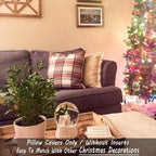 CARRIE HOME 24x24 Red Farmhouse Throw Pillow Cover Set of 2, Large Red Tartan Christmas Plaid Decorative Pillow Covers 24 x 24, Couch Pillows for Living Room Bedroom